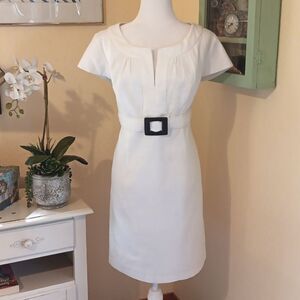 Donna Ricco White Textured Dress. Old Money.